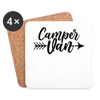 Campervan Bauen Wohnmobil Wohnwagen Camper Van - Untersetzer (4er-Set) - Weiß - Vorne
