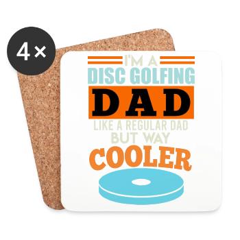 Drôle de papa Discgolf Disc Golf - Dessous de verre (lot de 4) - blanc - Devant