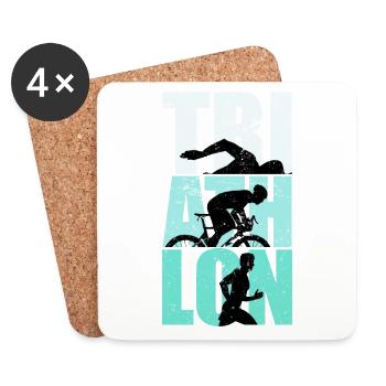 Vintage Geschenk für Triathleten Triathlon Spruch - Untersetzer (4er-Set) - Weiß - Vorne