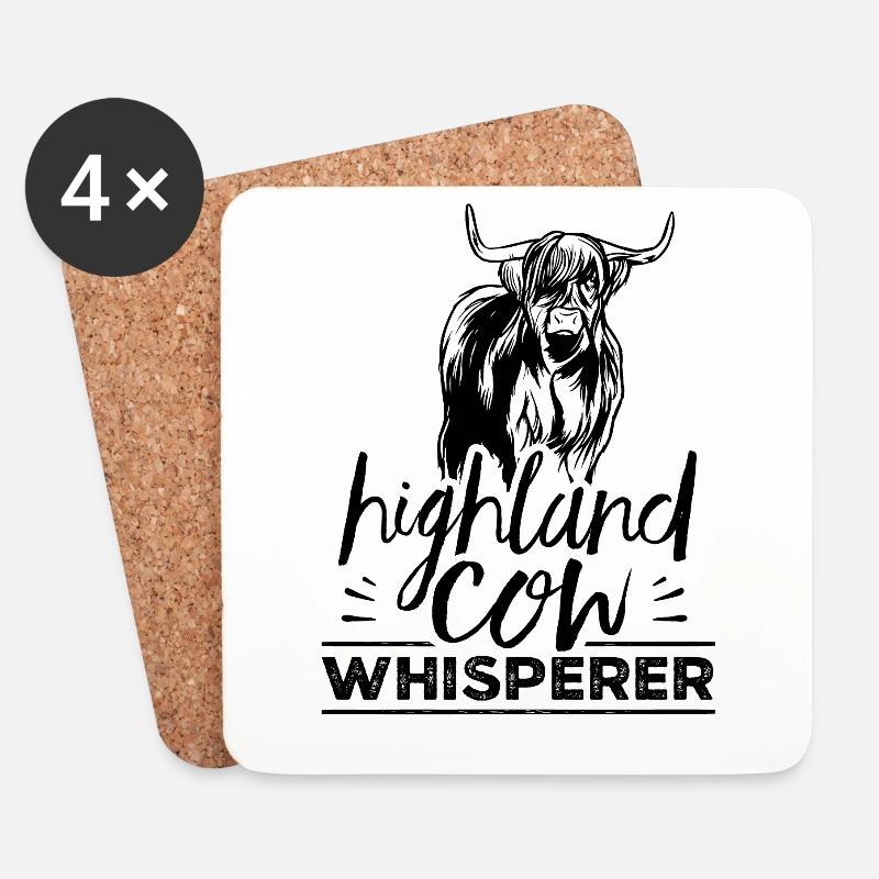 Hochlandkuh Flüsterer Schottisches Hochlandrind - Untersetzer (4er-Set) - Weiß
