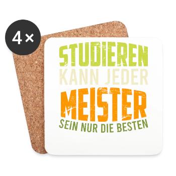 Geschenk zur Meisterschule Meister Meisterprüfung - Untersetzer (4er-Set) - Weiß - Vorne