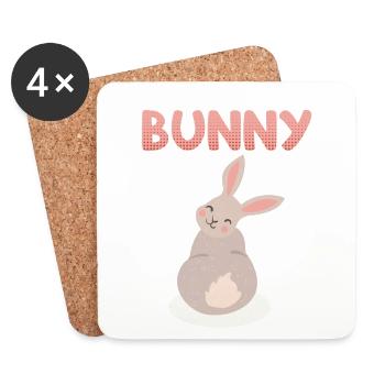 Lapin Lapins Animaux de compagnie Rongeur Rengaine - Dessous de verre (lot de 4) - blanc - Devant