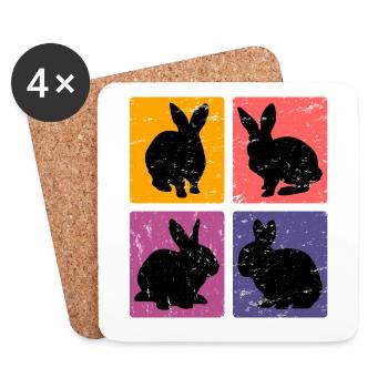 Vintage Rabbit Rabbit Rodent Gift - Coasters (set of 4) - white - Front