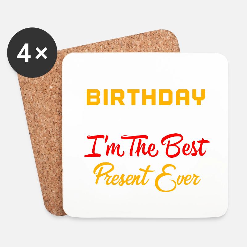 Geburtstag, Geburtstag, Geburtstag, Geburtstag, Geburtstag - Untersetzer (4er-Set) - Weiß