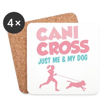 Canicross Sport Running mit Hund Laufen Hundesport - Untersetzer (4er-Set) - Weiß - Vorne