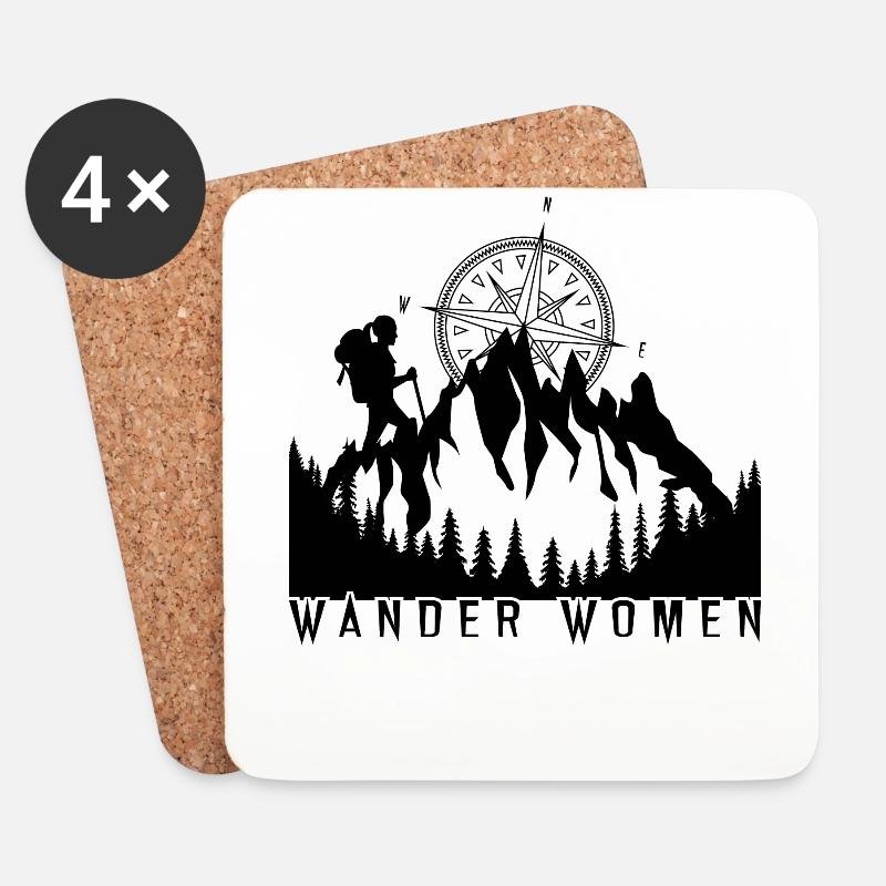 Frau Wandern Berge - Untersetzer (4er-Set) - Weiß