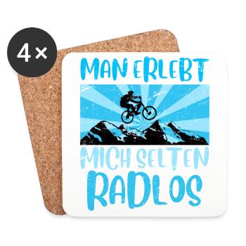 Man erlebt mich sleten radlos Fahrrad MTB Geschenk - Untersetzer (4er-Set) - Weiß - Vorne