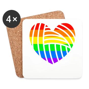 Gay Pride LGBT Pride drapeau coeur amour - Dessous de verre (lot de 4) - blanc - Devant