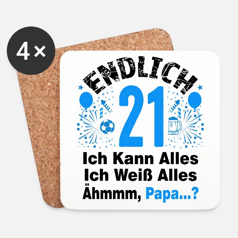 21 Geburtstag Junge Geschenk lustig 21. Ehrentag - Untersetzer (4er-Set) - Weiß