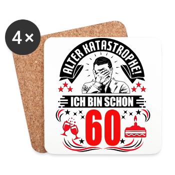 60. Geburtstag Mann Geschenk lustig Geburtstag 60 - Untersetzer (4er-Set) - Weiß - Vorne