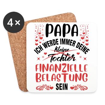 Vater Tochter Geschenk Papa Tochter Partnerlook - Untersetzer (4er-Set) - Weiß - Vorne