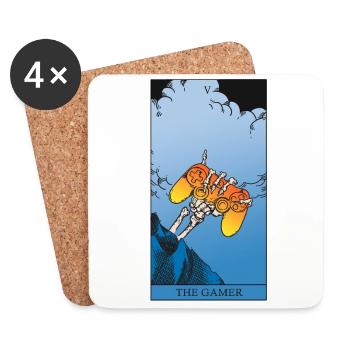 Gamer Tarot carte cool Gaming Gothic Design - Dessous de verre (lot de 4) - blanc - Devant