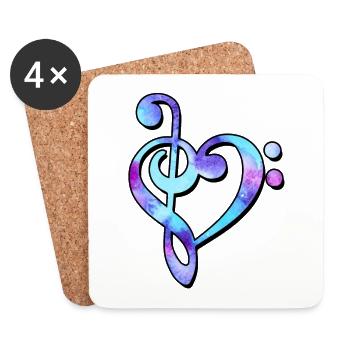 Music Notes Bass Keys Clef Techno - Coasters (set of 4) - white - Front