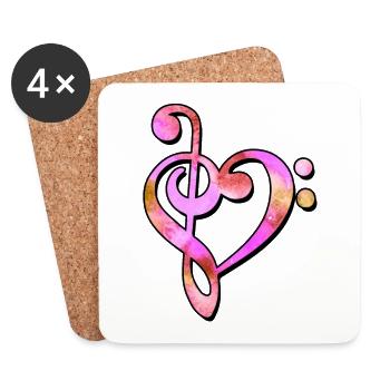 Techno Music Bass Wrench Clef Clef - Coasters (set of 4) - white - Front