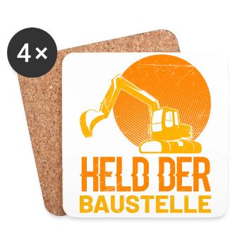 Held der Baustelle Bagger Fahrer Bagger Führer - Untersetzer (4er-Set) - Weiß - Vorne