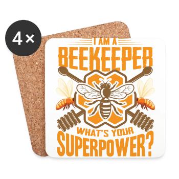 Beekeeper Whats your superpower Imker Biene Spruch - Untersetzer (4er-Set) - Weiß - Vorne