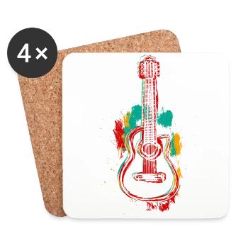 Guitare guitare acoustique guitare électrique guitariste - Dessous de verre (lot de 4) - blanc - Devant