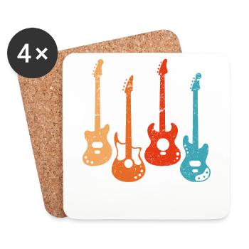 Vintage Guitar Saying Guitarist Musician - Coasters (set of 4) - white - Front
