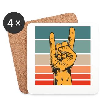 Rockmusik Rocker Symbol Retro Vintage Zeichen - Untersetzer (4er-Set) - Weiß - Vorne