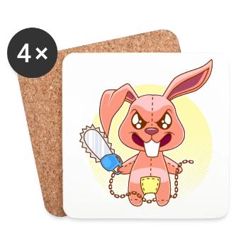 Zombie Hase mit Kettensäge Kaninchen Geschenk - Untersetzer (4er-Set) - Weiß - Vorne