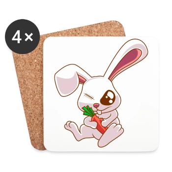 EInäugiger Hase Zombie Kaninchen Geschenk - Untersetzer (4er-Set) - Weiß - Vorne