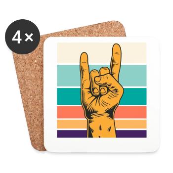 Rocker Handzeichen Symbol Rock - Dessous de verre (lot de 4) - blanc - Devant