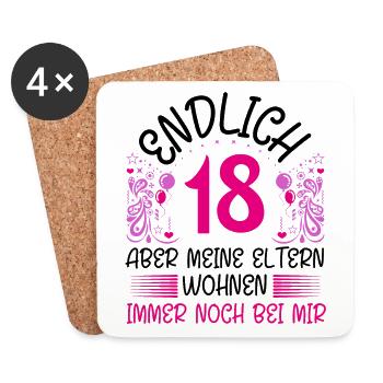 18. Geburtstag Mädchen Geschenk lustig Endlich 18 - Untersetzer (4er-Set) - Weiß - Vorne