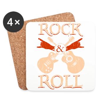 Rock and Roll Guitare acoustique Guitare e-guitare musiciens - Dessous de verre (lot de 4) - blanc - Devant