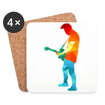 Rock Music Punk Rock Polygon Art Punker - Coasters (set of 4) - white - Front