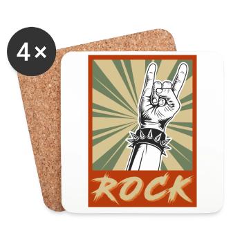 Vintage Rock Symbol Rockmusik Rocker - Dessous de verre (lot de 4) - blanc - Devant