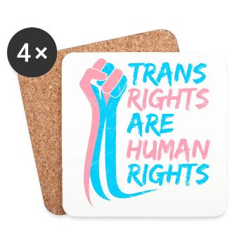 Trans Rights are Human rights Trans LGBT Pride - Dessous de verre (lot de 4) - blanc - Devant