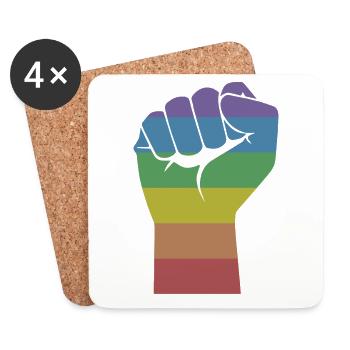 Gay Pride LGBT Pride Gay Cadeau Arc-en-ciel - Dessous de verre (lot de 4) - blanc - Devant