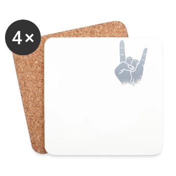 Rock Music Concert Heavy Metal Hand Signals - Coasters (set of 4) - white - Front