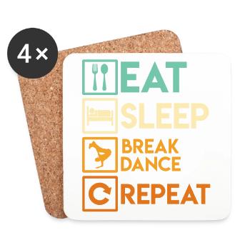 Eat Sleep Breakdance Repeat Breakdancer - Dessous de verre (lot de 4) - blanc - Devant
