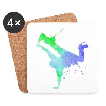 Breakdancer Graffiti Hip Hop B-Boy Street Art - Dessous de verre (lot de 4) - blanc - Devant