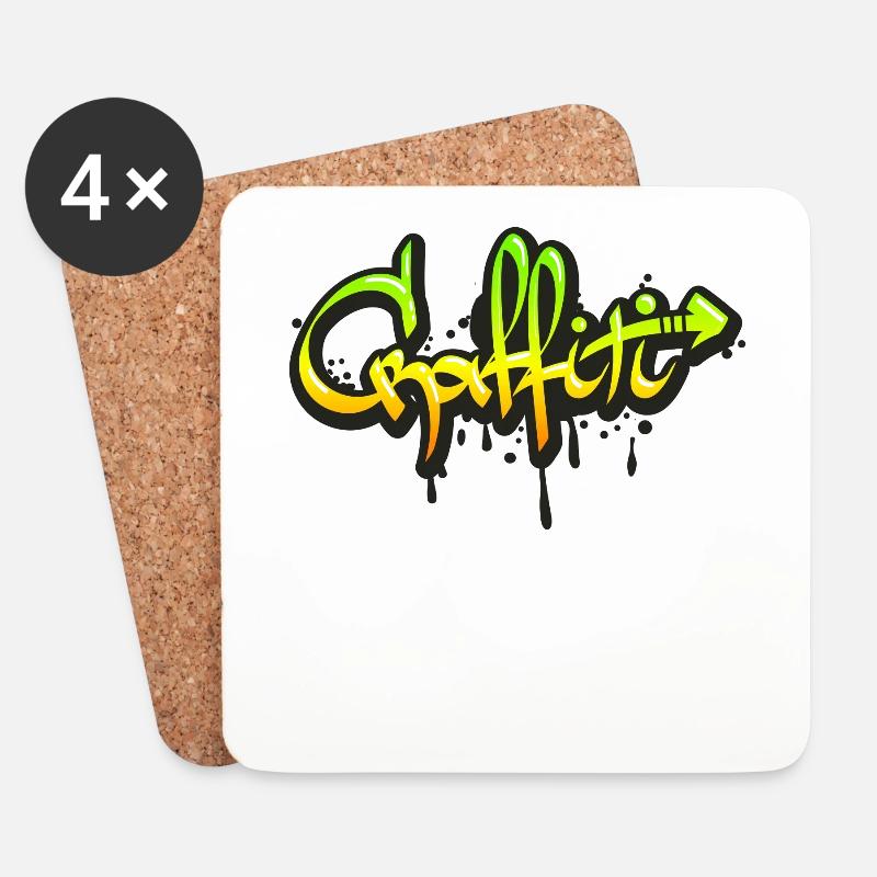 Graffiti - Untersetzer (4er-Set) - Weiß