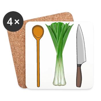 Leeks Vegetarian Cooking Wooden Spoon Job Professions - Coasters (set of 4) - white - Front
