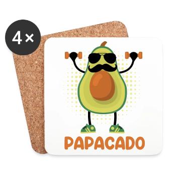 Papacado 2022 Vegan Papa devenir père - Dessous de verre (lot de 4) - blanc - Devant