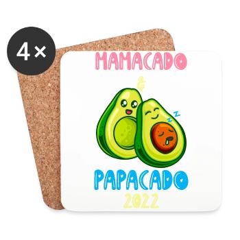 Werdende Eltern Mamacado und Papacado Baby 2022 - Untersetzer (4er-Set) - Weiß - Vorne