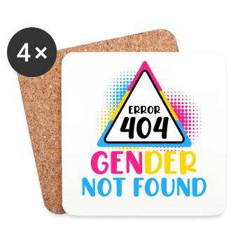 LGBT Pride Sentence Error 404 Gender not found - Dessous de verre (lot de 4) - blanc - Devant
