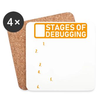 6 Stufen des Debugging Software Entwickler - Untersetzer (4er-Set) - Weiß - Vorne