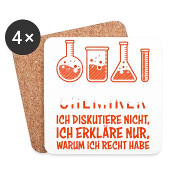 Chemie Spruch nicht Argumentieren Labor Chemiker - Untersetzer (4er-Set) - Weiß - Vorne