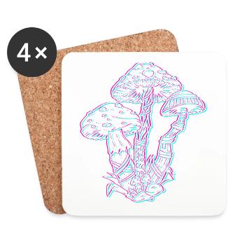 Drogen Pilze Party LSD Acid - Untersetzer (4er-Set) - Weiß - Vorne