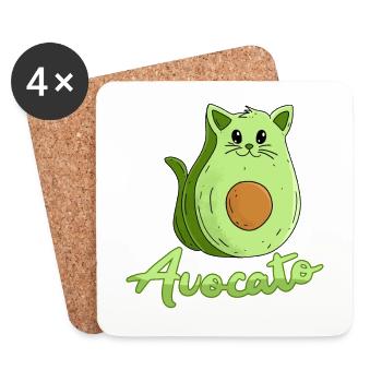 Veganer Katze Katzenbesitzer Kater Avocato - Untersetzer (4er-Set) - Weiß - Vorne