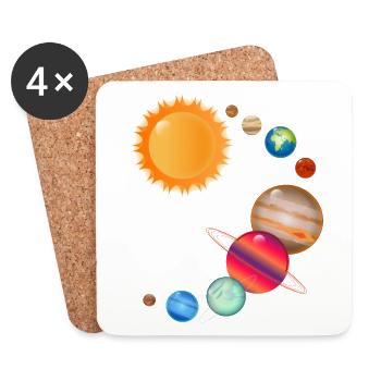 Cosmos Univers Planètes dans le système solaire - Dessous de verre (lot de 4) - blanc - Devant