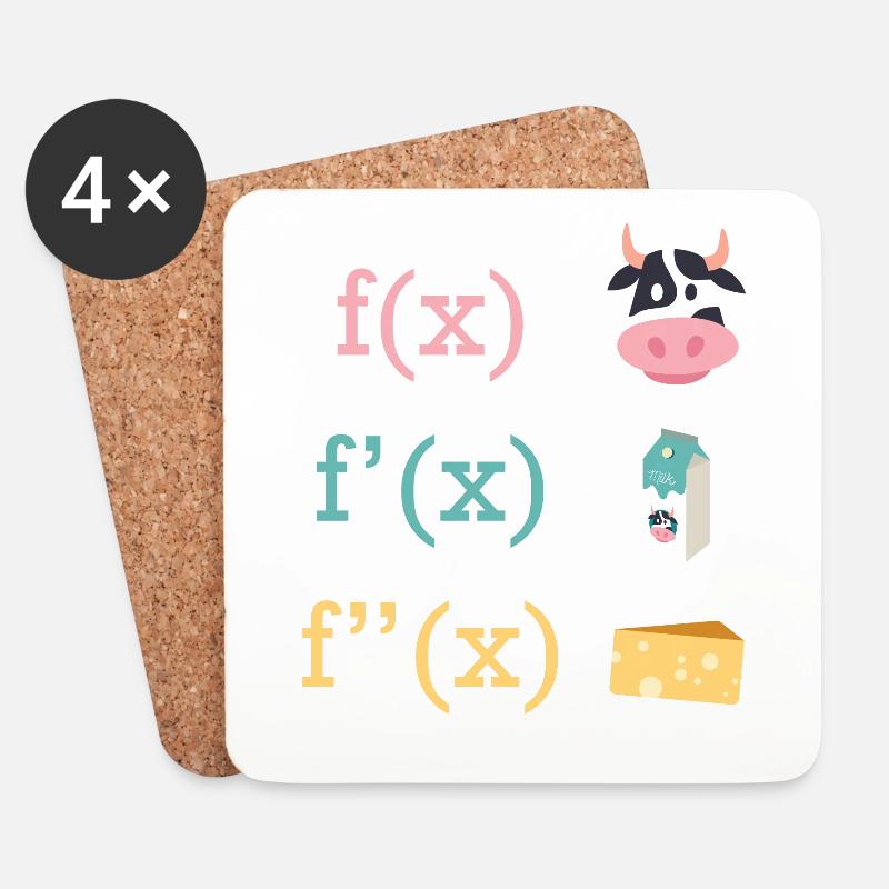 Mathe Spaß Kuh Milch Käse Ableitung - Untersetzer (4er-Set) - Weiß