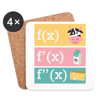 Mathematiker Witz Ableitung der Kuh Milch Käse - Untersetzer (4er-Set) - Weiß - Vorne