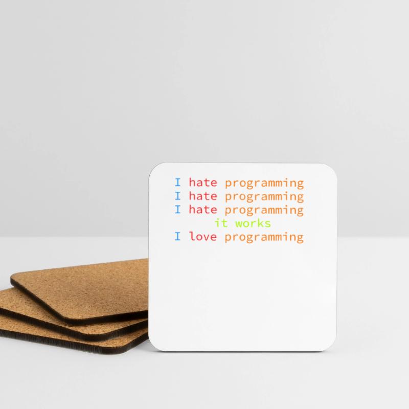 Code Debugging Joke Hate Programming Coder Coasters (set of 4)