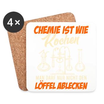 Chemie ist wie Kochen nicht Löffel ablecken - Untersetzer (4er-Set) - Weiß - Vorne