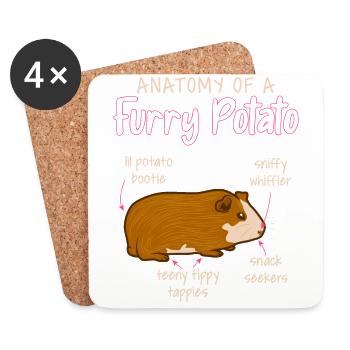 Anatomie eines Furry Potato Meerschweinchen - Untersetzer (4er-Set) - Weiß - Vorne